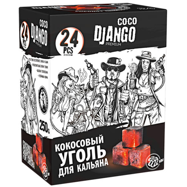 Уголь Coco Django для кальяна 24 шт в Турции
