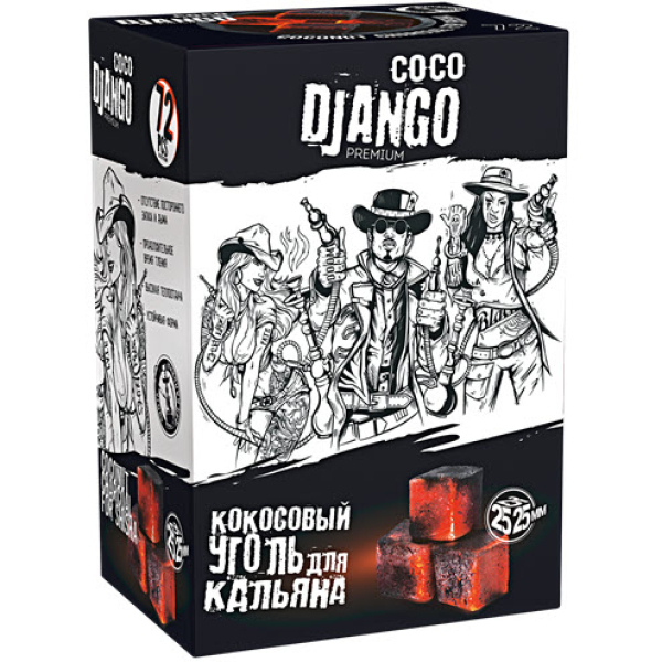 Уголь Coco Django 25мм для кальяна - 1кг (72 шт) в Турции