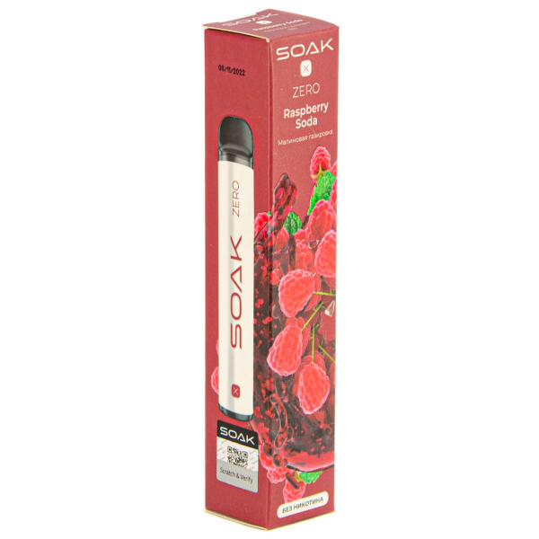 SOAK X ZERO Raspberry soda 1500 затяжек (без никотина) в Турции