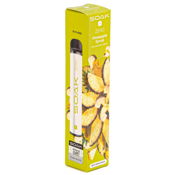 SOAK X ZERO Pineapple syrup 1500 затяжек (без никотина) в Турции