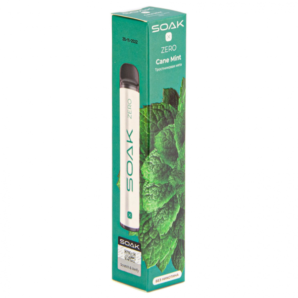 SOAK X ZERO Cane mint 1500 затяжек (без никотина) в Турции
