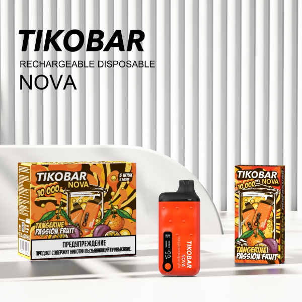 Электронка Tikobar Nova Мандарин Маракуйя 10000 Затяжек в Турции