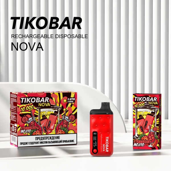 Электронка Tikobar Nova Клубничный Мохито 10000 Затяжек в Турции