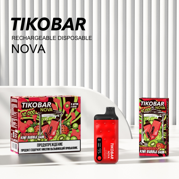 Электронка Tikobar Nova Клубника Киви Жвачка 10000 Затяжек в Турции