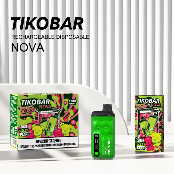 Электронка Tikobar Nova Кислые Мармеладки 10000 Затяжек в Турции