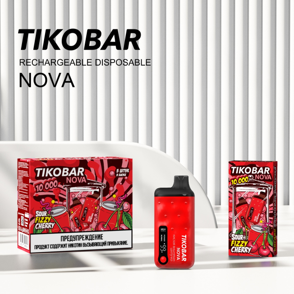 Электронка Tikobar Nova Кислая Вишневая Шипучка 10000 Затяжек в Турции