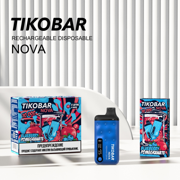 Электронка Tikobar Nova Черника Гранат 10000 Затяжек в Турции