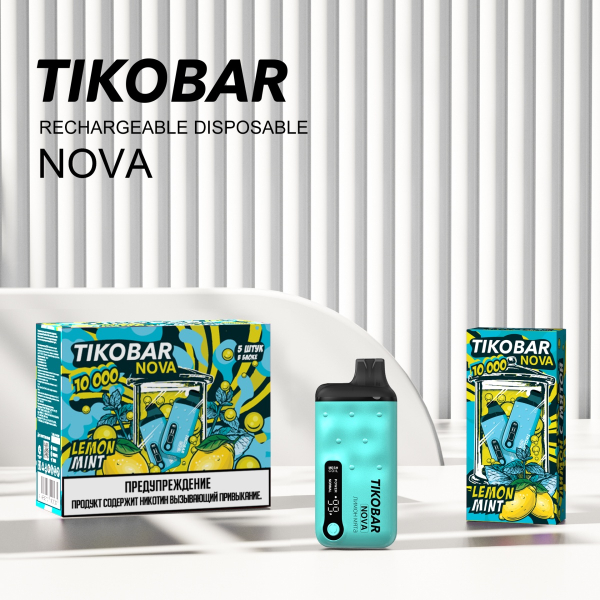 Электронка Tikobar Nova Лимон Мята 10000 Затяжек в Турции