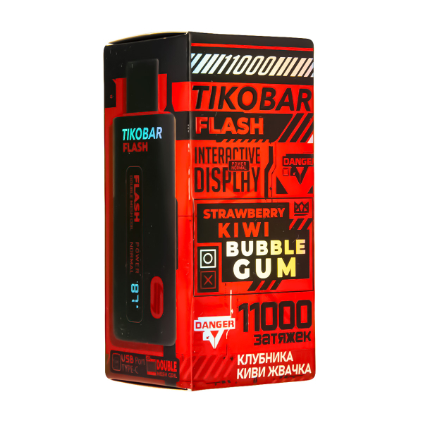 Электронка Tikobar Flash Клубника Киви Жвачка 11000 Затяжек в Турции