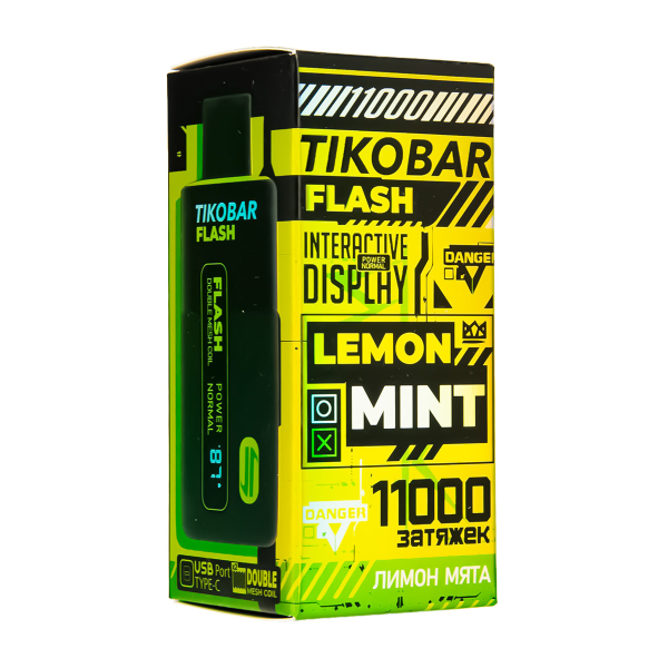 Электронка Tikobar Flash Лимон Мята 11000 Затяжек в Турции