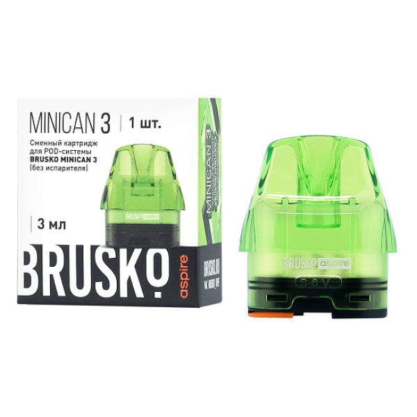 Сменный Картридж Brusko Minican 3, (Зелёный), 3 Мл, Упак. 1 Шт в Турции