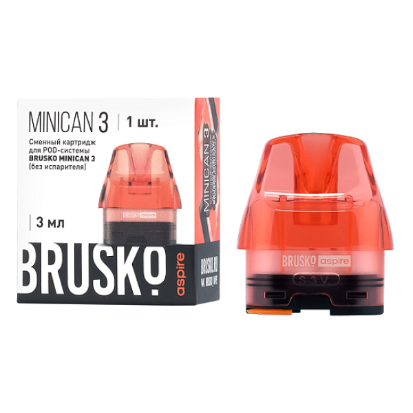 Сменный Картридж Brusko Minican 3, (Красный), 3 Мл, Упак. 1 Шт в Турции