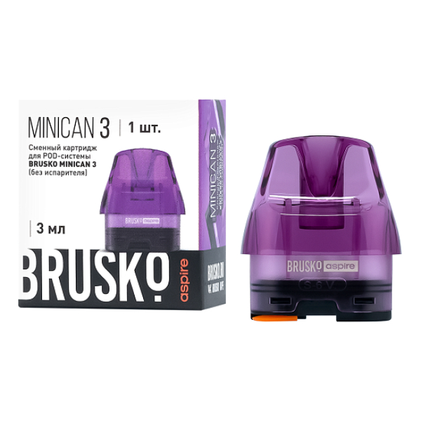 Сменный Картридж Brusko Minican 3, (Фиолетовый), 3 Мл, Упак. 1 Шт в Турции
