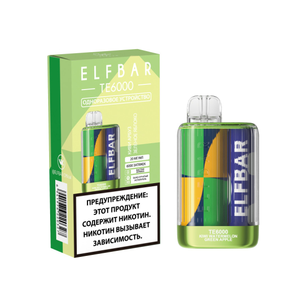 ЭСДН ELF BAR Te Киви Арбуз Зеленое Яблоко 6000 затяжек в Турции