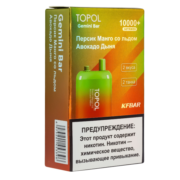 Электронка Topol Gemini Bar Peach Mango Ice | Avocado Melon 10000 тяг в Турции